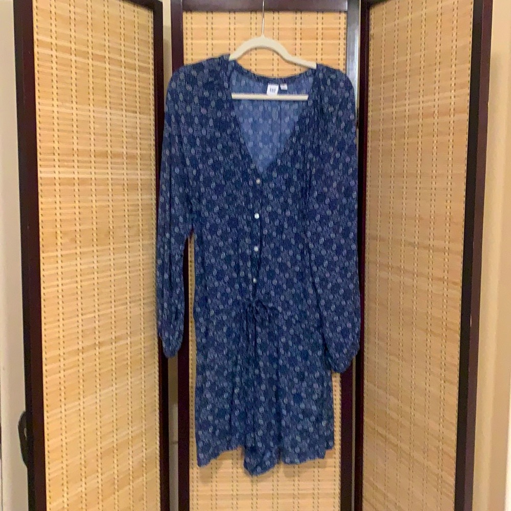 GAP blue and white long sleeve romper.